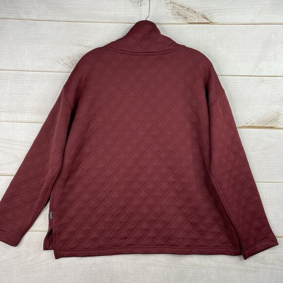 Eddie Bauer Sweater Women L Ascents Burgundy Quilted Pullover Mock Neck Top - Picture 9 of 9